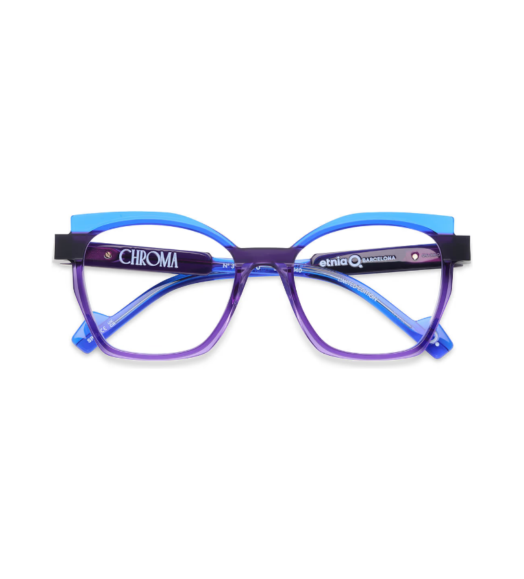 Etnia Barcelona Chroma N39 BLPU occhiale da vista donna cat-eye in acetato blu e viola - vista frontale