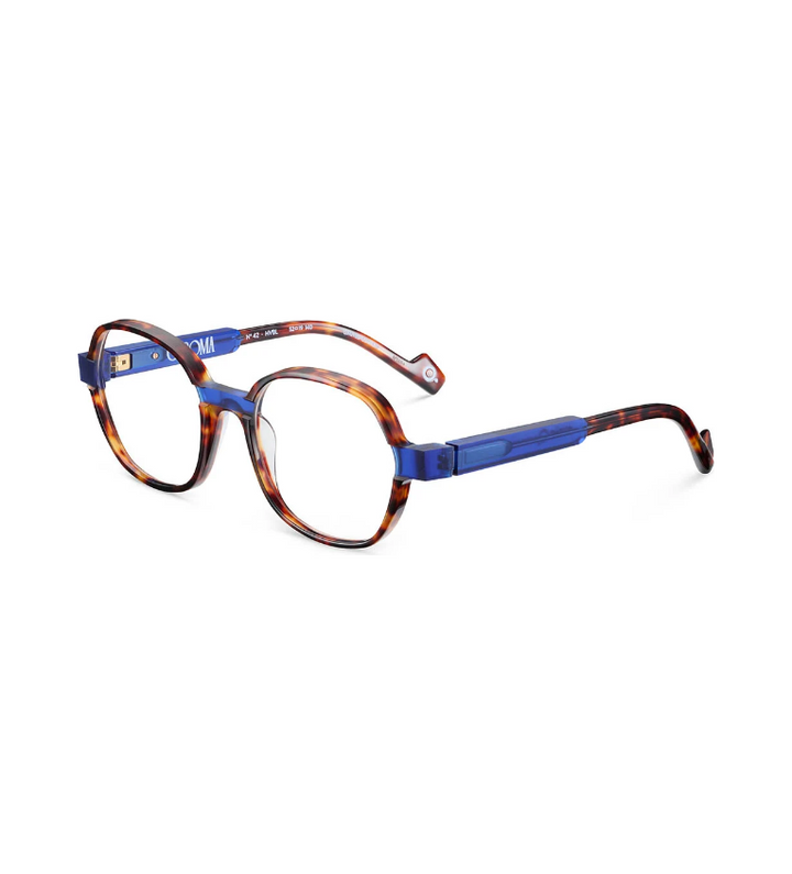 Etnia Barcelona Chroma N42 HVBL occhiale da vista unisex tondo in acetato tartarugato e blu - vista 3/4