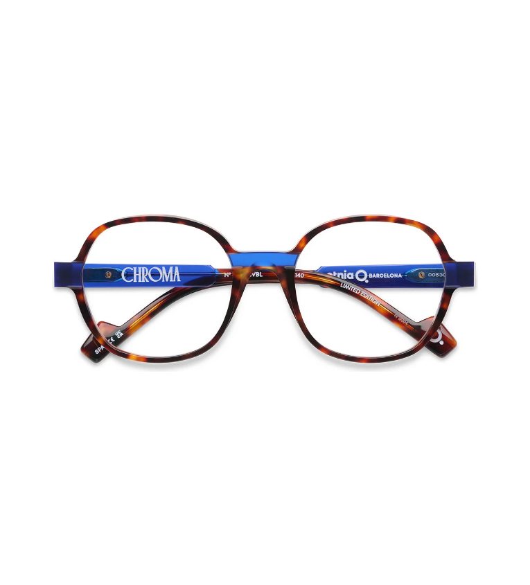 Etnia Barcelona Chroma N42 HVBL occhiale da vista unisex tondo in acetato tartarugato e blu - vista frontale