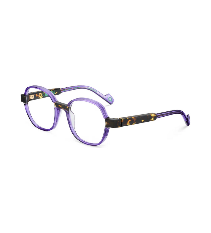 Etnia Barcelona Chroma N42 PUHV occhiale da vista unisex tondo in acetato viola e tartarugato - vista 3/4