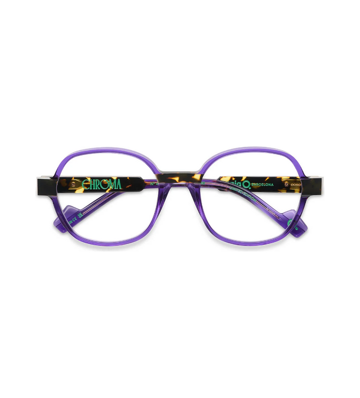 Etnia Barcelona Chroma N42 PUHV occhiale da vista unisex tondo in acetato viola e tartarugato - vista frontale