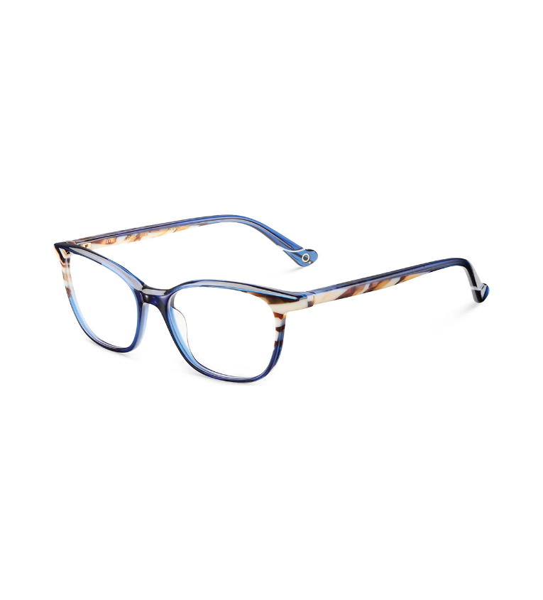 Etnia Barcelona Coco BLZE occhiale da vista donna rettangolare in acetato blu e zebrato - vista 3/4