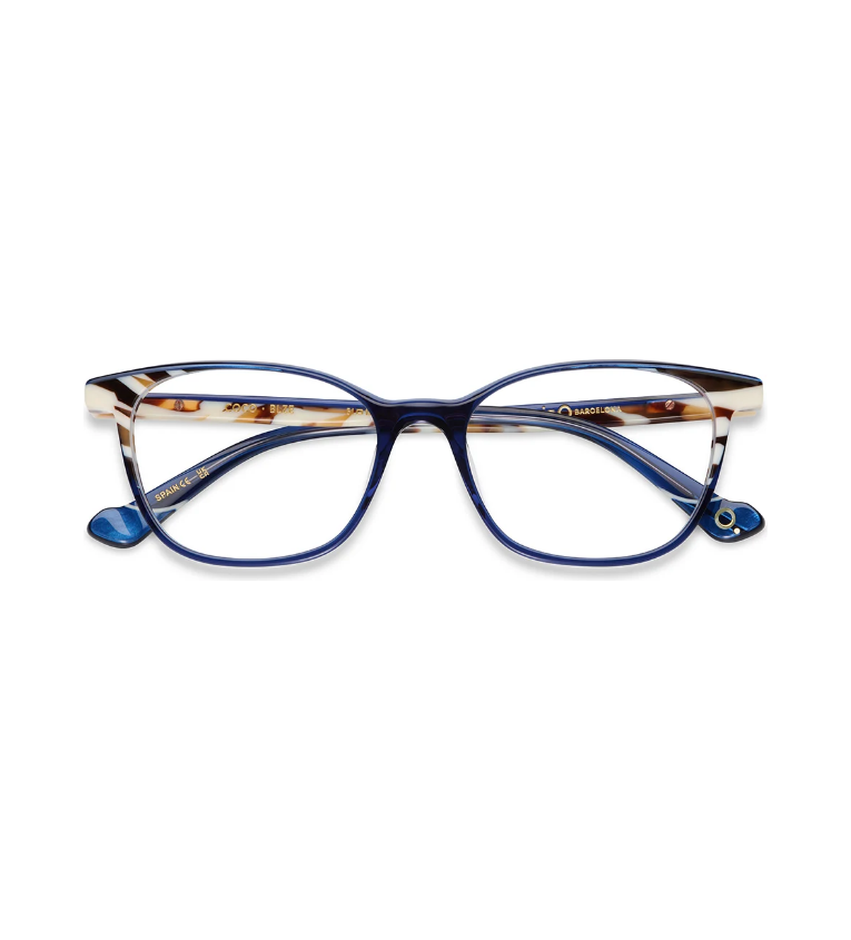 Etnia Barcelona Coco BLZE occhiale da vista donna rettangolare in acetato blu e zebrato - vista frontale