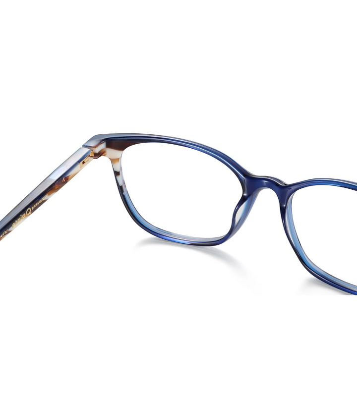 Etnia Barcelona Coco BLZE occhiale da vista donna rettangolare in acetato blu e zebrato - dettaglio