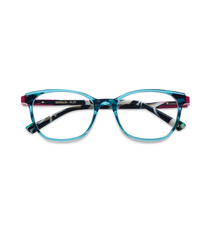 Etnia Barcelona Grimaldi BLZE occhiale da vista donna rettangolare in acetato azzurro e zebrato - vista frontale