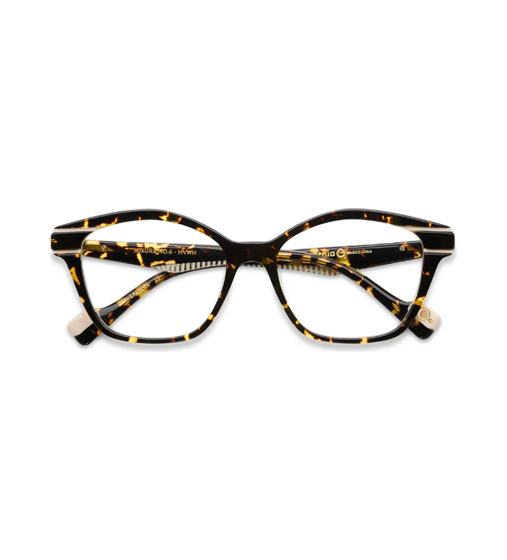 Etnia Barcelona Mixura No6 HVWH occhiale da vista donna cat-eye in acetato havana e bianco - vista frontale