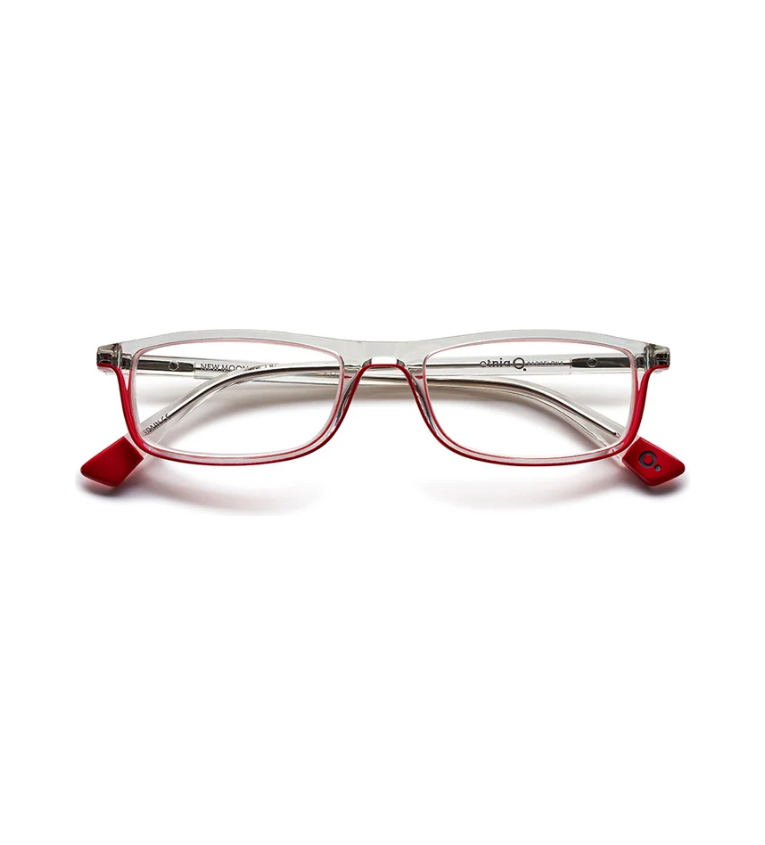 Etnia Barcelona New Moon CLRD occhiale da vista rettangolare in acetato trasparente e rosso - vista frontale