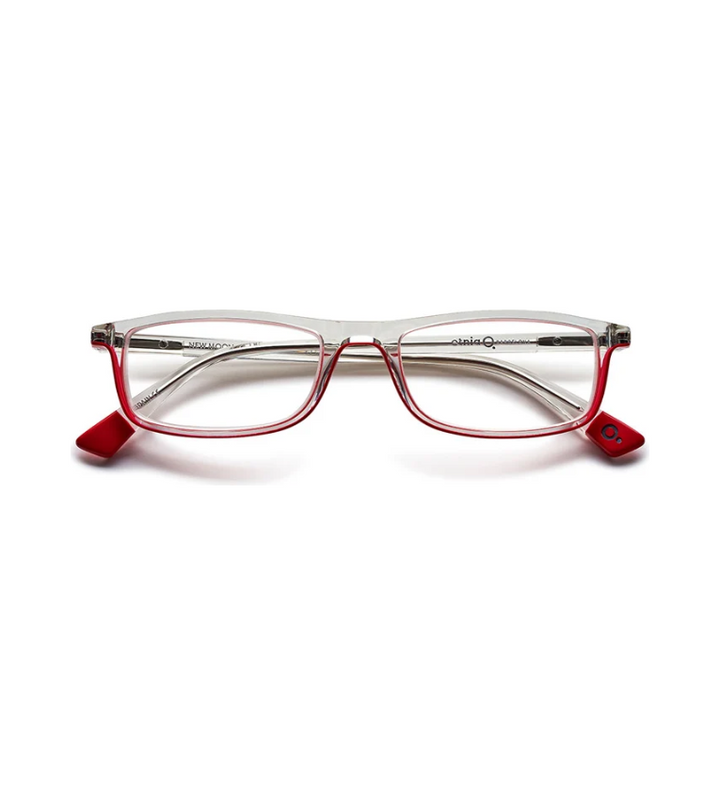 Etnia Barcelona New Moon CLRD occhiale da vista rettangolare in acetato trasparente e rosso - vista frontale