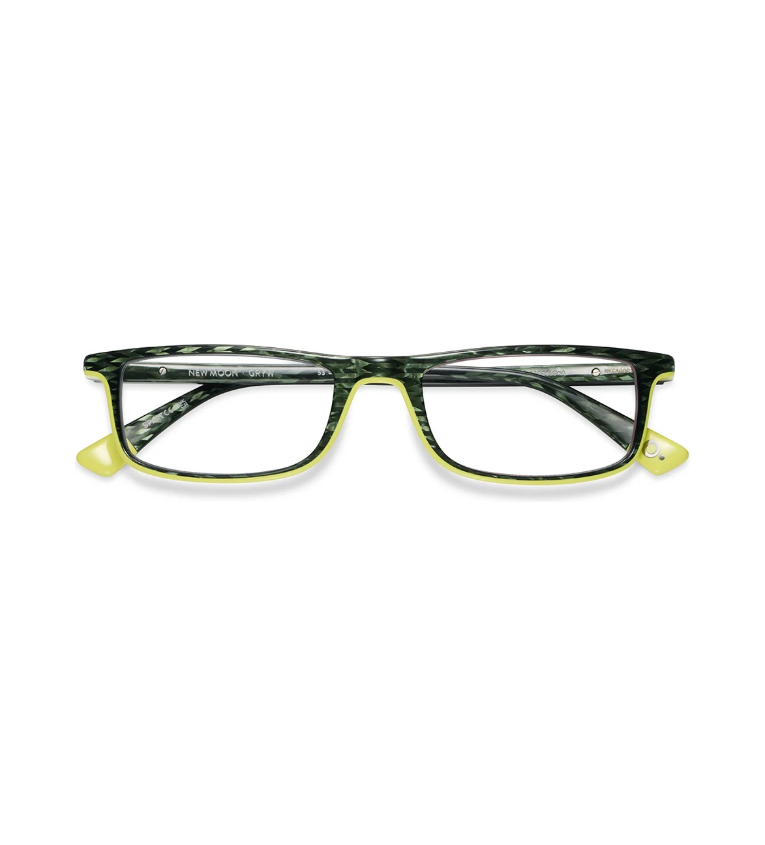 Etnia Barcelona New Moon GRYW occhiale da vista rettangolare in acetato verde e giallo - vista frontale