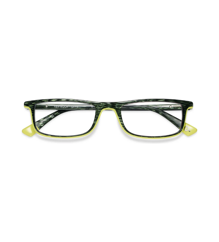 Etnia Barcelona New Moon GRYW occhiale da vista rettangolare in acetato verde e giallo - vista frontale