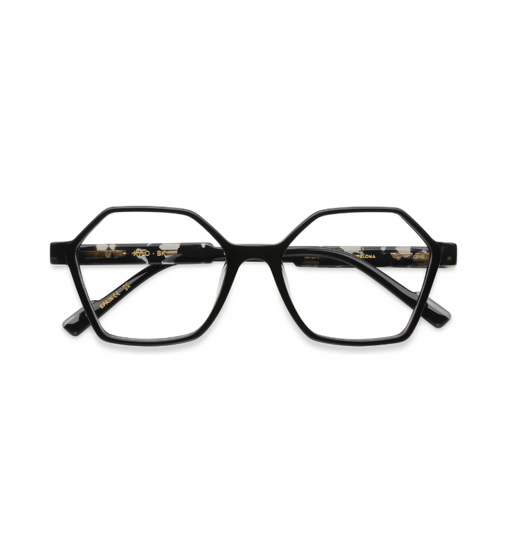 Etnia Barcelona Xylo BK occhiale da vista donna esagonale in acetato nero - vista frontale
