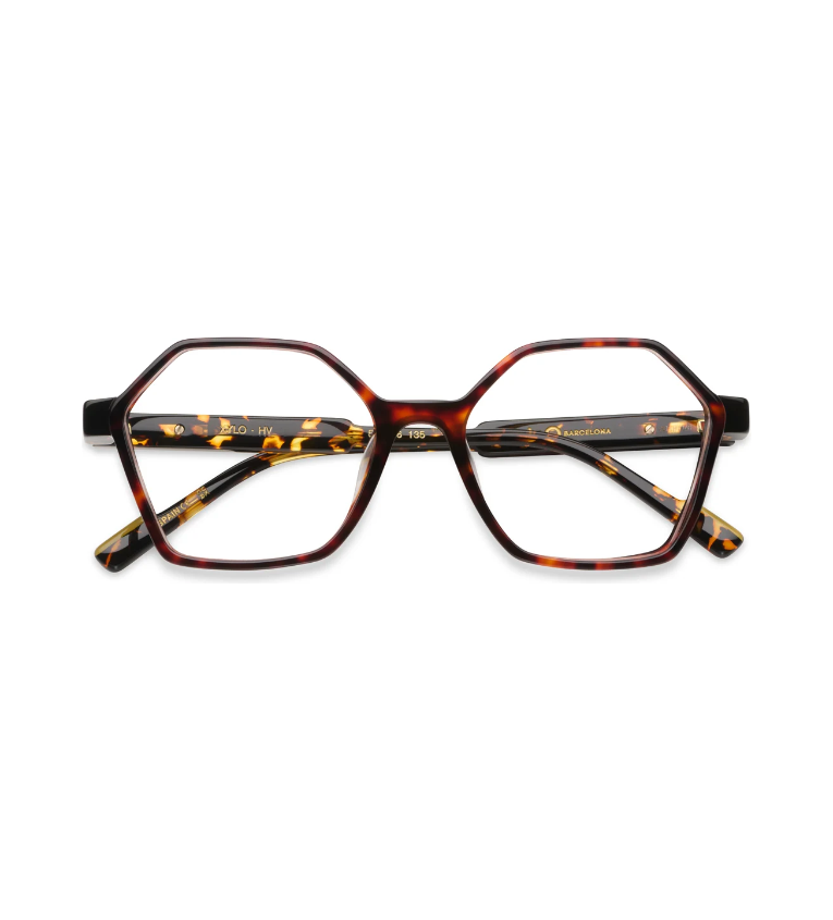 Etnia Barcelona Xylo HV occhiale da vista donna esagonale in acetato havana - vista frontale