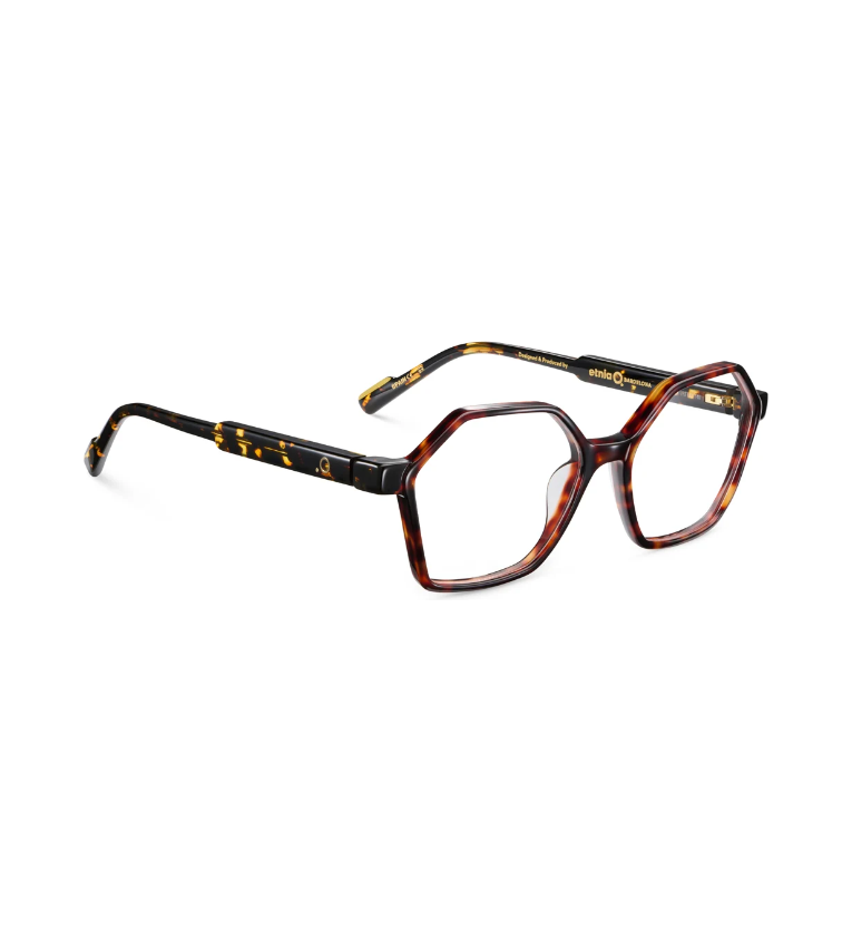 Etnia Barcelona Xylo HV occhiale da vista donna esagonale in acetato havana - vista posteriore