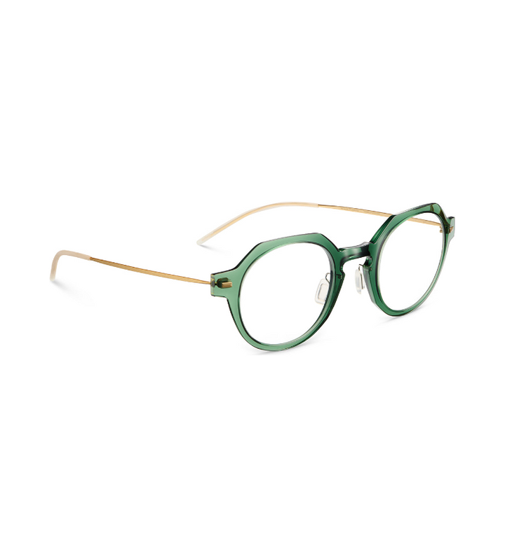 Lool Blaik GRGD occhiale da vista unisex rotondo verde e oro - vista 3/4