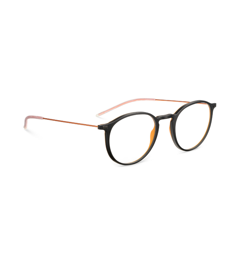 Lool Hangar Duo BKOG occhiale da vista unisex rotondo nero e arancione - vista 3/4