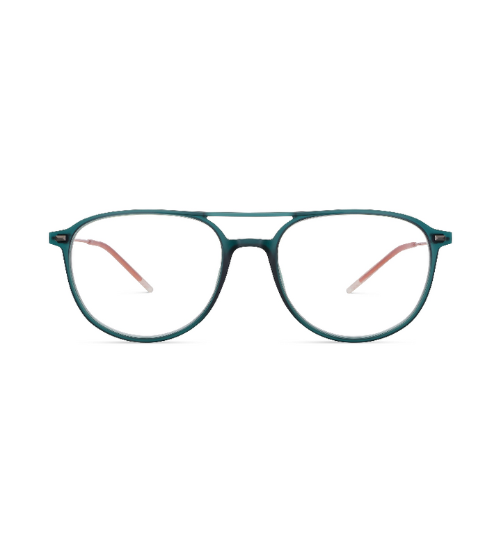Lool Horizon II DGOG occhiale da vista unisex squadrato a doppio ponte verde scuro e arancione - vista frontale
