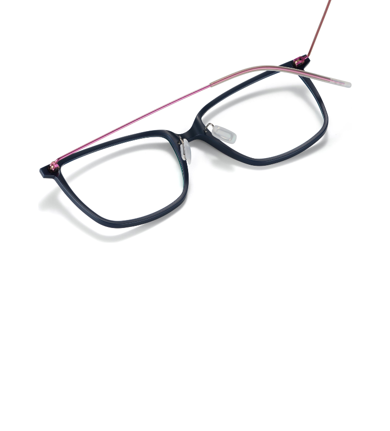 Lool Lattice.A DBFU occhiale da vista donna squadrato blu scuro e fucsia - dettaglio