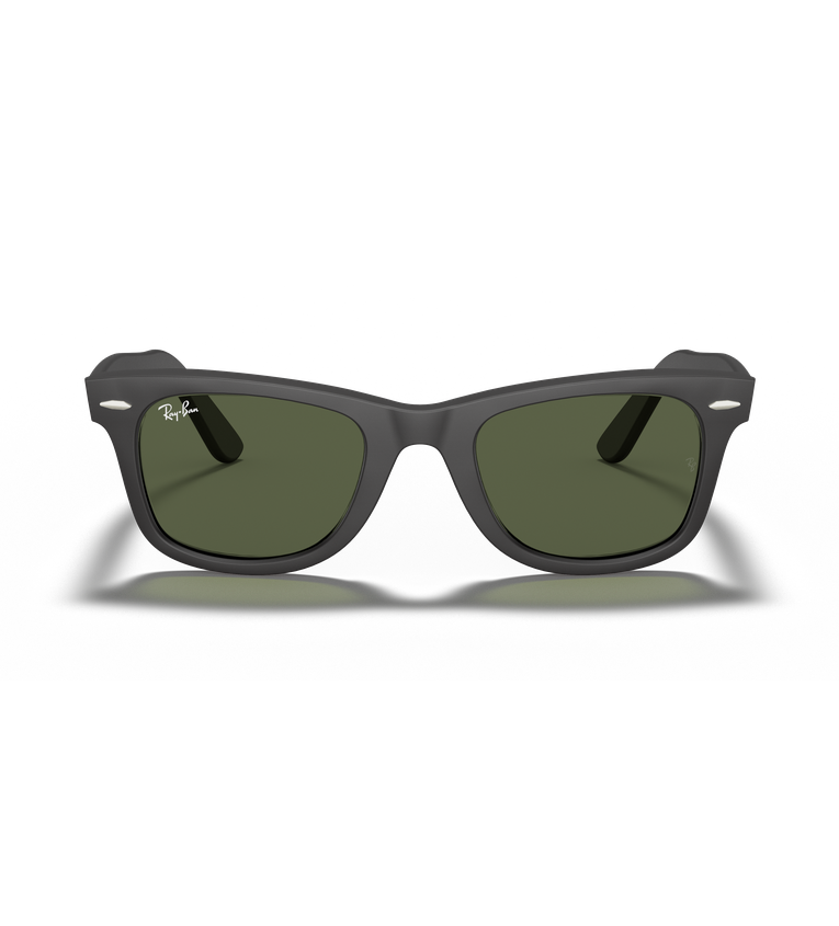 Ray-Ban Original Wayfarer RB2140F occhiali da sole squadrati nero opaco con lenti verde G-15 - vista frontale