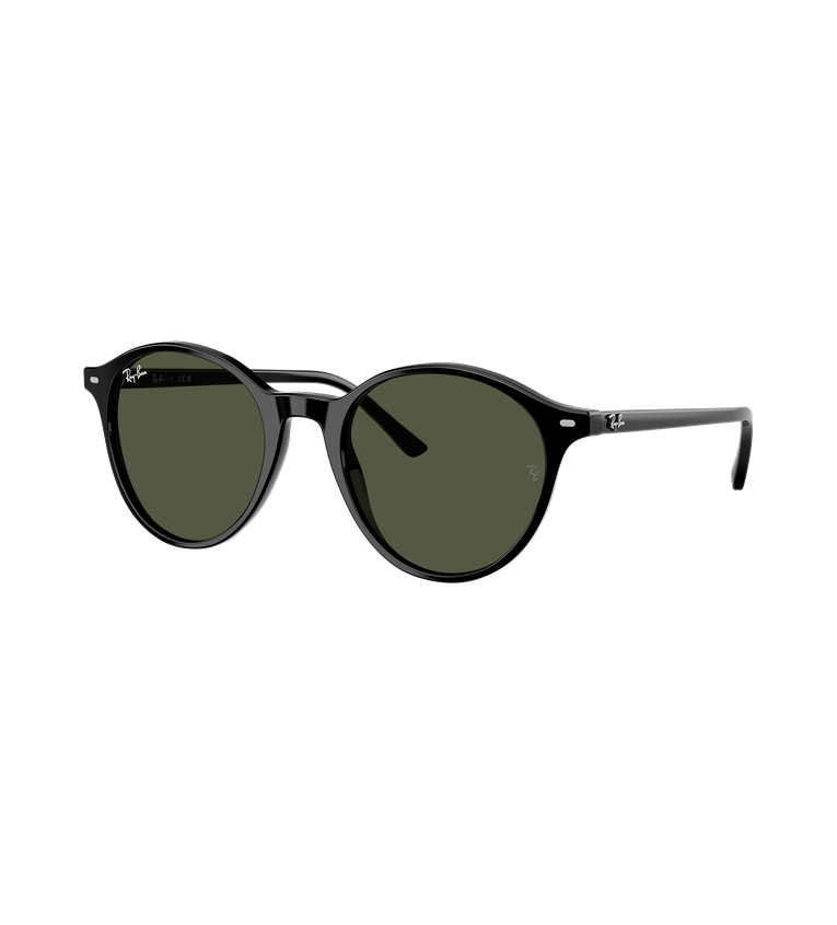 Ray-Ban Bernard RB2230 occhiali da sole rotondi nero lucido con lenti verde G-15 - vista 3/4