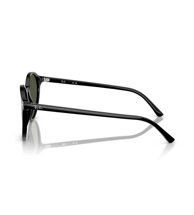 Ray-Ban Bernard RB2230 occhiali da sole rotondi nero lucido con lenti verde G-15 - vista laterale