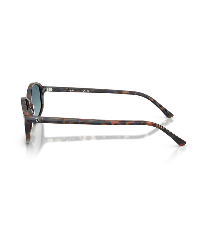 Ray-Ban RB2232 occhiali da sole rettangolari tartarugato giallo e blu lucido con lenti blu sfumato - vista laterale
