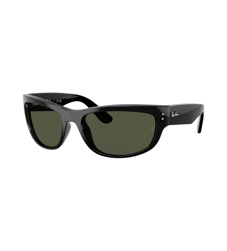 Ray-Ban RB2289 occhiali da sole rettangolari nero lucido con lenti verde G-15 - vista 3/4