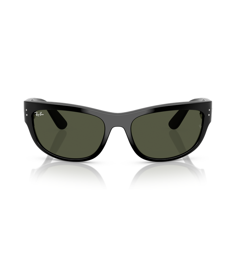 Ray-Ban RB2289 occhiali da sole rettangolari nero lucido con lenti verde G-15 - vista frontale