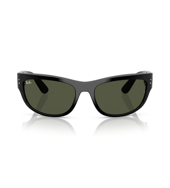 Ray-Ban RB2289 occhiali da sole rettangolari nero lucido con lenti verde G-15 - vista frontale