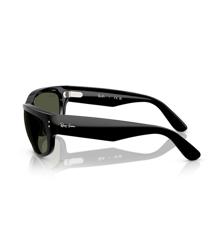 Ray-Ban RB2289 occhiali da sole rettangolari nero lucido con lenti verde G-15 - vista laterale
