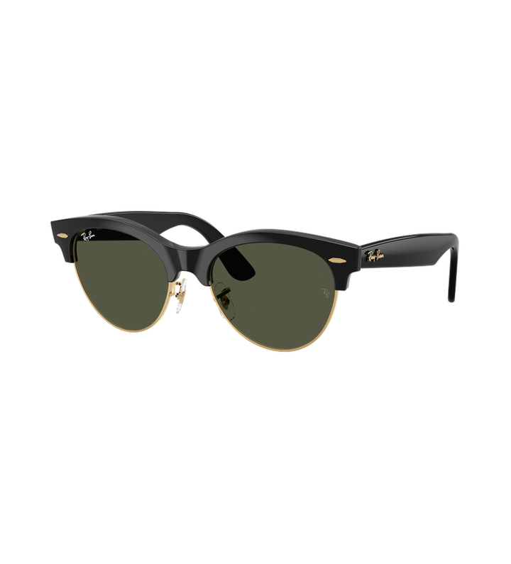 Ray-Ban RB2341 occhiali da sole squadrati nero e oro con lenti verde G-15 - vista 3/4