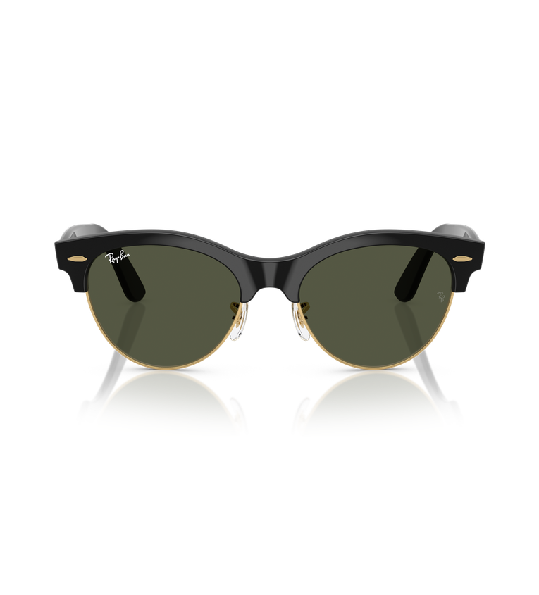 Ray-Ban RB2341 occhiali da sole squadrati nero e oro con lenti verde G-15 - vista frontale