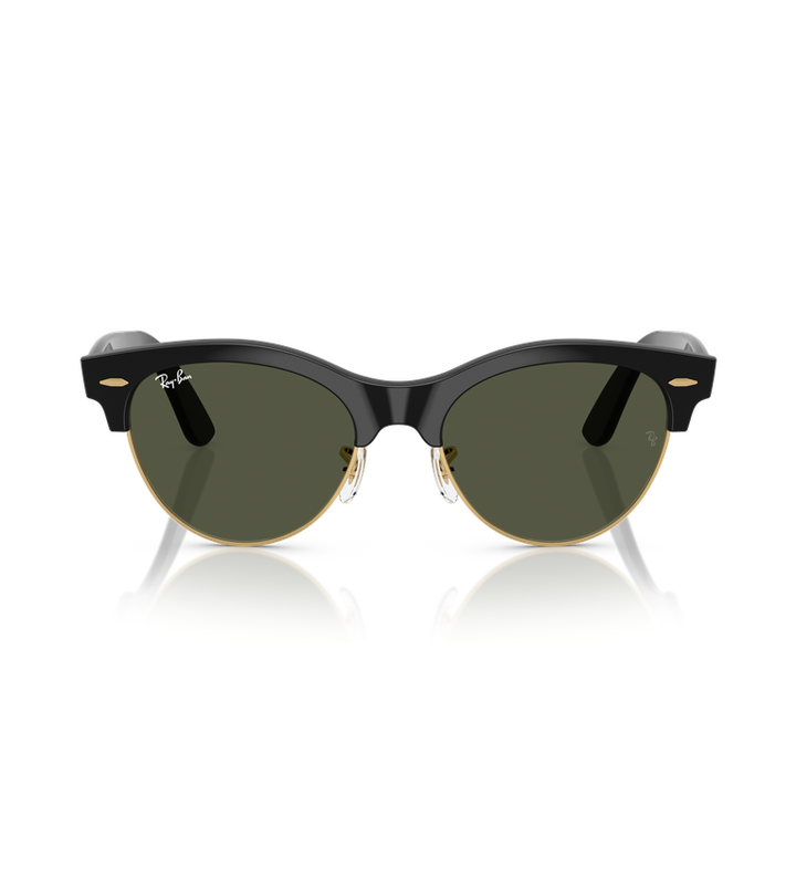 Ray-Ban RB2341 occhiali da sole squadrati nero e oro con lenti verde G-15 - vista frontale