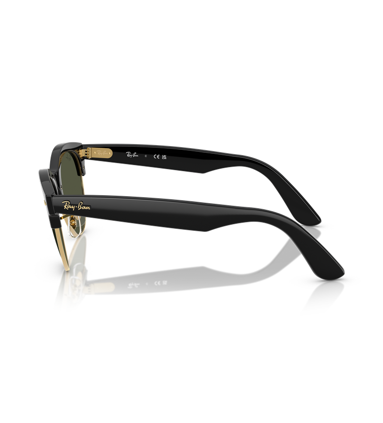 Ray-Ban RB2341 occhiali da sole squadrati nero e oro con lenti verde G-15 - vista laterale