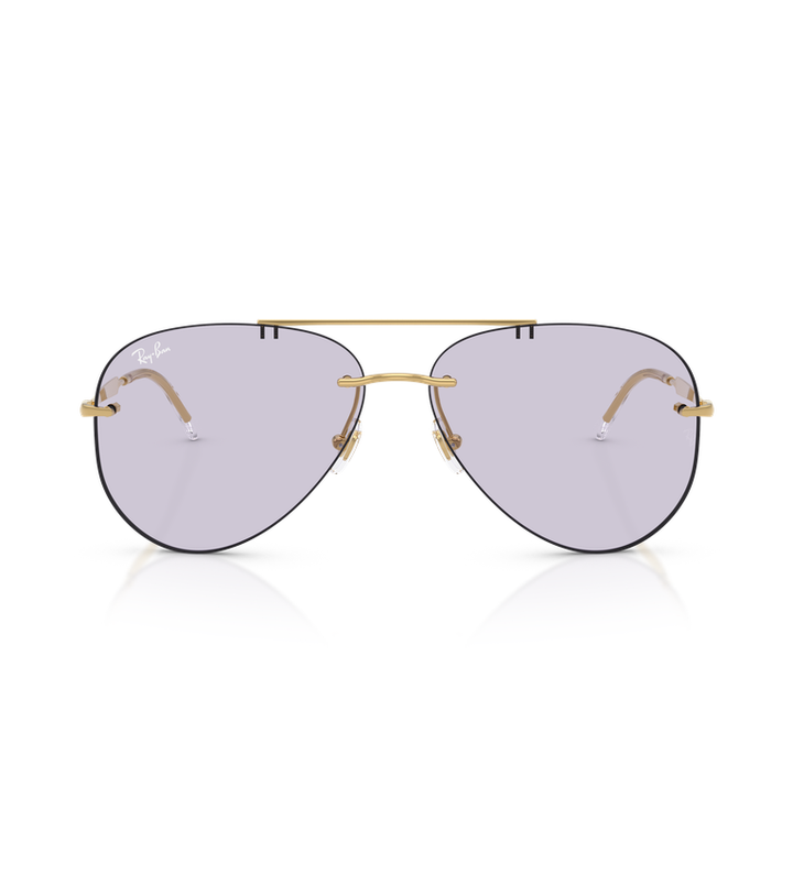 Ray-Ban RB3791 occhiali da sole a goccia oro con lenti lilla fotocromatiche - vista frontale