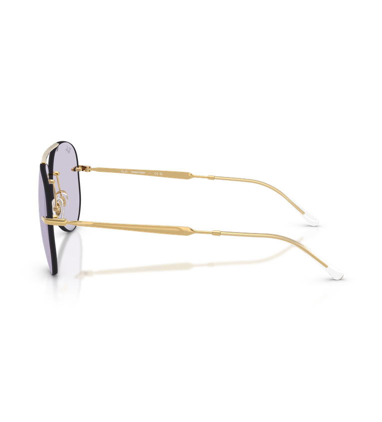 Ray-Ban RB3791 occhiali da sole a goccia oro con lenti lilla fotocromatiche - vista laterale