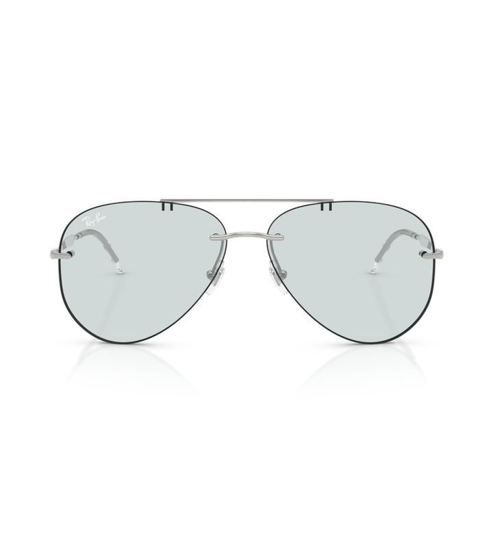 Ray-Ban RB3791 occhiali da sole a goccia argento con lenti azzurro chiaro fotocromatiche - vista frontale