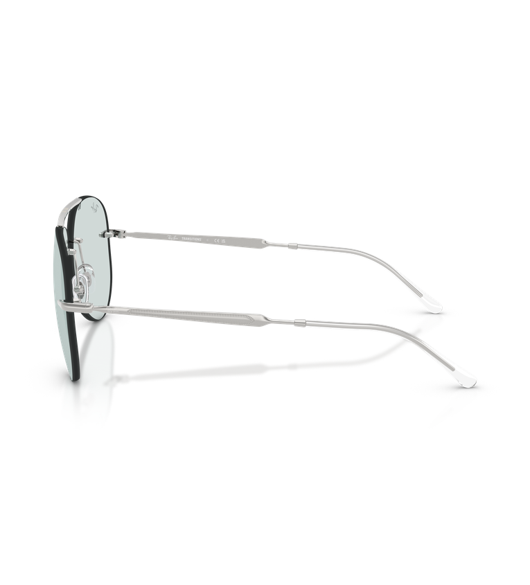 Ray-Ban RB3791 occhiali da sole a goccia argento con lenti azzurro chiaro fotocromatiche - vista laterale