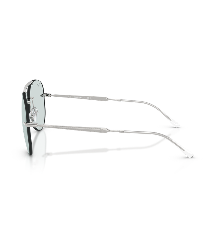 Ray-Ban RB3791 occhiali da sole a goccia argento con lenti azzurro chiaro fotocromatiche - vista laterale