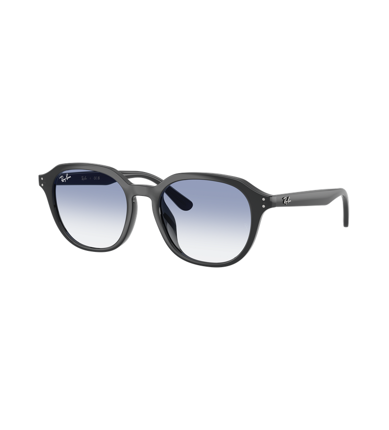 Ray-Ban RB4459D occhiali da sole squadrati grigio opale con lenti azzurro chiaro sfumato - vista 3/4