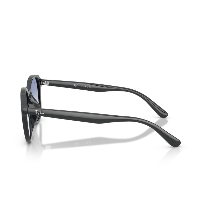 Ray-Ban RB4459D occhiali da sole squadrati grigio opale con lenti azzurro chiaro sfumato - vista laterale