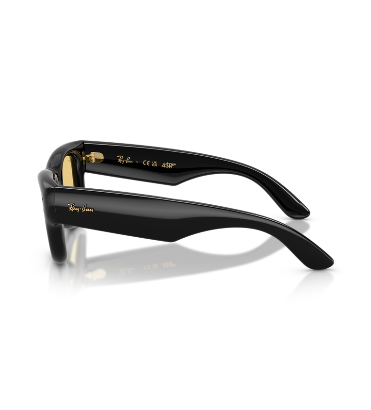 Ray-Ban Wayfarer Puffer RB4940 occhiali da sole squadrati nero lucido con lenti giallo - vista laterale