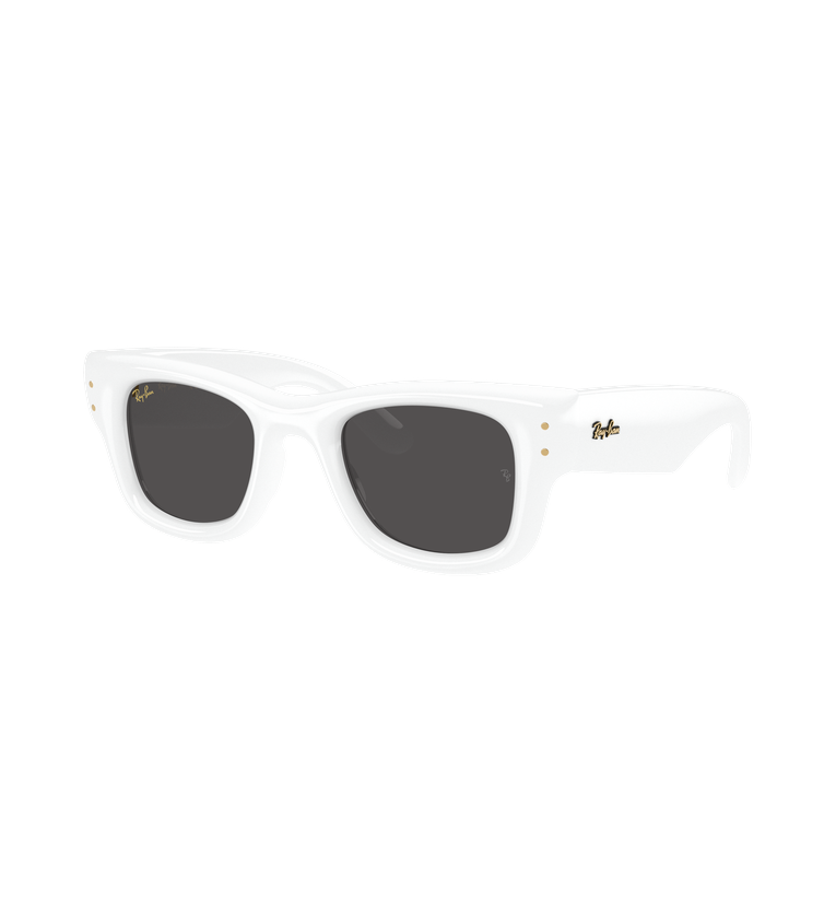 Ray-Ban Wayfarer Puffer RB4940 occhiali da sole squadrati bianco con lenti grigio scuro - vista 3/4