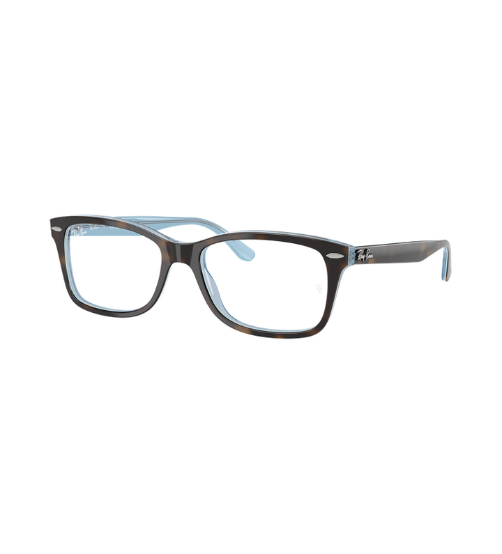 Ray-Ban RX5428 Optics occhiali da vista rettangolari tartarugato su azzurro - vista 3/4