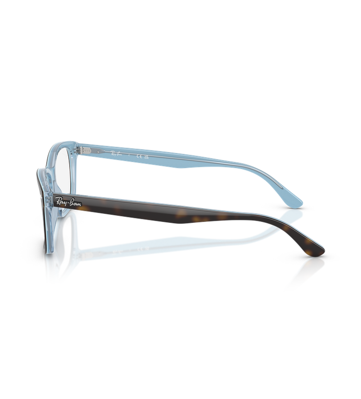 Ray-Ban RX5428 Optics occhiali da vista rettangolari tartarugato su azzurro - vista laterale