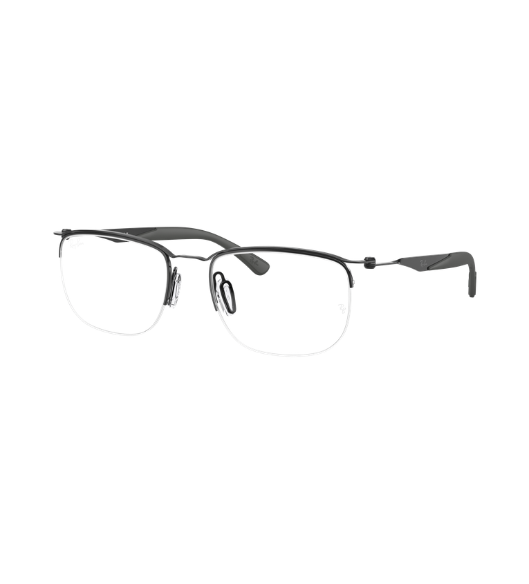 Ray-Ban RX7552 Optics occhiali da vista rettangolari nero e canna di fucile - vista 3/4