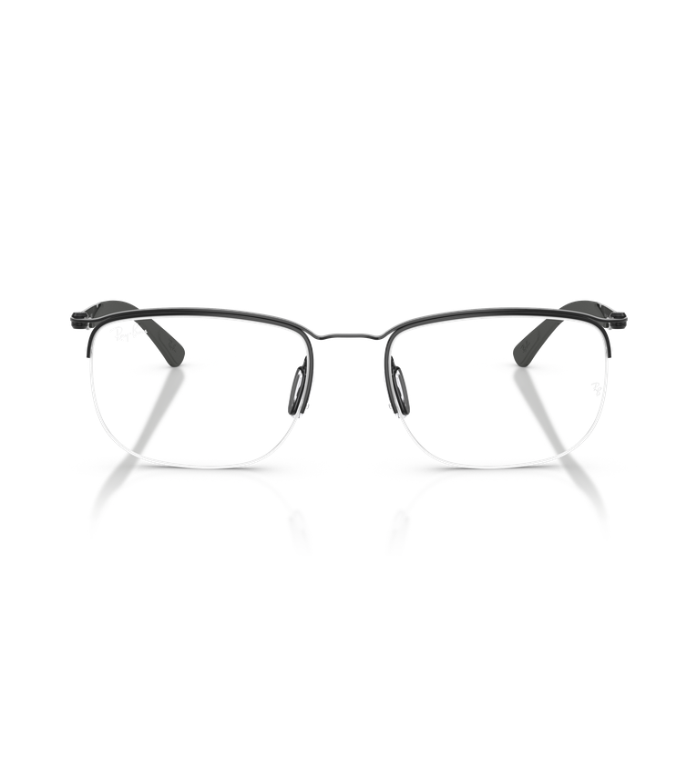 Ray-Ban RX7552 Optics occhiali da vista rettangolari nero e canna di fucile - vista frontale