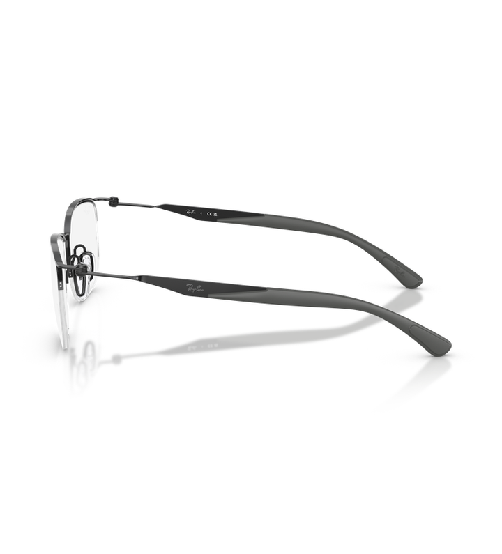 Ray-Ban RX7552 Optics occhiali da vista rettangolari nero e canna di fucile - vista laterale